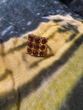 Gold-Tone Purple Crystal Square ring - Women Jewelry